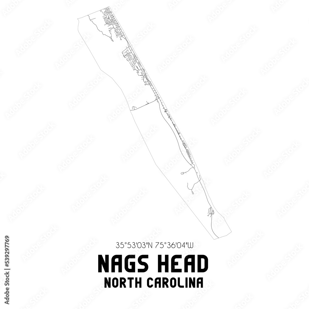 Nags Head North Carolina. US street map with black and white lines. Stock Illustration Adobe Stock