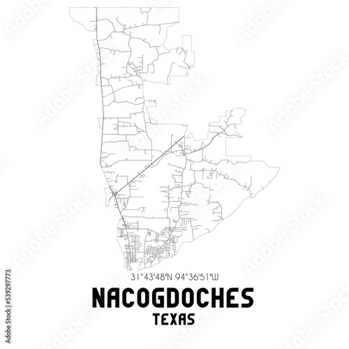 Nacogdoches Texas. US street map with black and white lines. photo