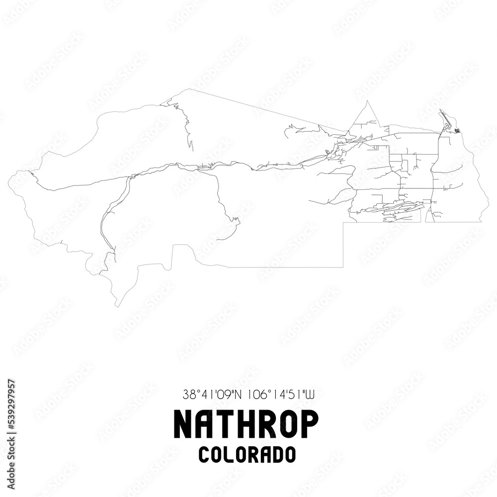 Nathrop Colorado. US street map with black and white lines. Nathrop Colorado. US street map with black and white lines.