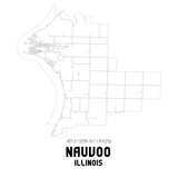 Nauvoo Illinois. US street map with black and white lines.