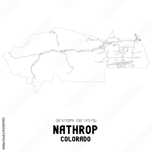 Nathrop Colorado. US street map with black and white lines. photo