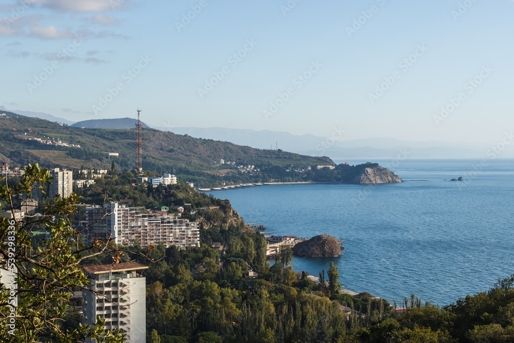 View of Partenit in Crimea from the slope of Ayu Dag