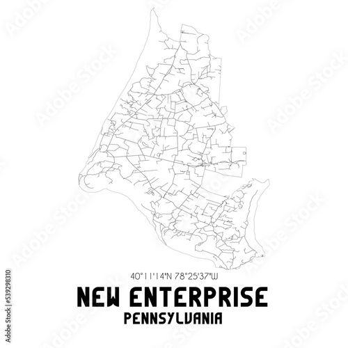 New Enterprise Pennsylvania. US street map with black and white lines.
