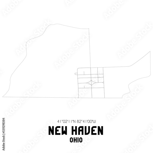 New Haven Ohio. US street map with black and white lines.