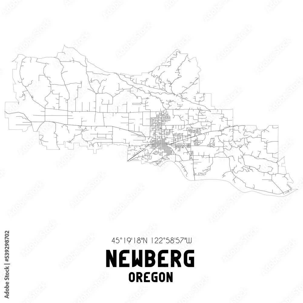 Newberg Oregon. US street map with black and white lines. Stock Illustration Adobe Stock