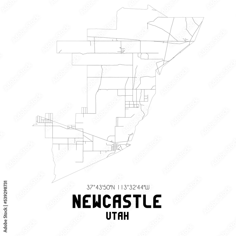 Newcastle Utah. US street map with black and white lines. Newcastle Utah. US street map with black and white lines.