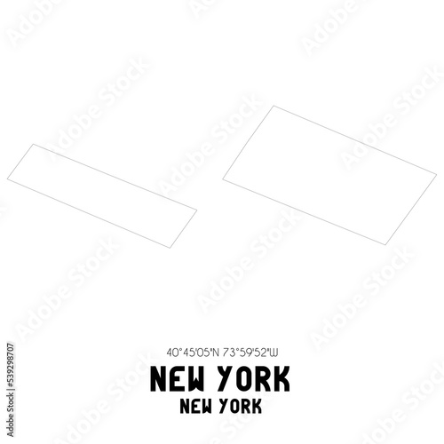 New York New York. US street map with black and white lines.