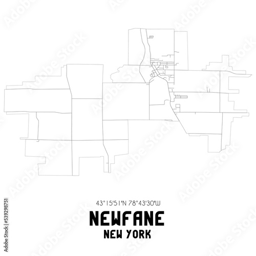 Newfane New York. US street map with black and white lines. photo