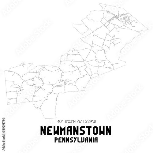 Newmanstown Pennsylvania. US street map with black and white lines.