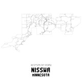 Nisswa Minnesota. US street map with black and white lines.
