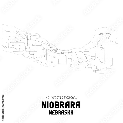 Niobrara Nebraska. US street map with black and white lines. photo
