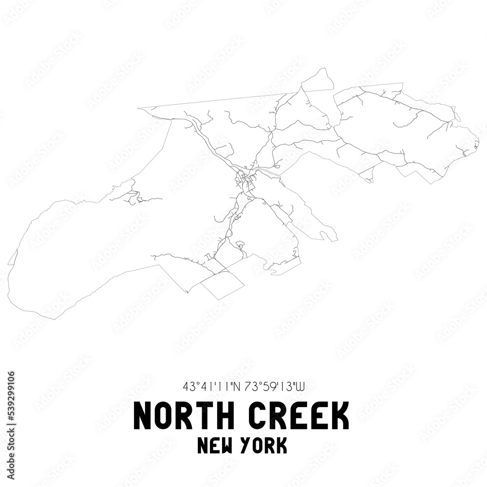 Obraz premium North Creek New York. US street map with black and white lines.