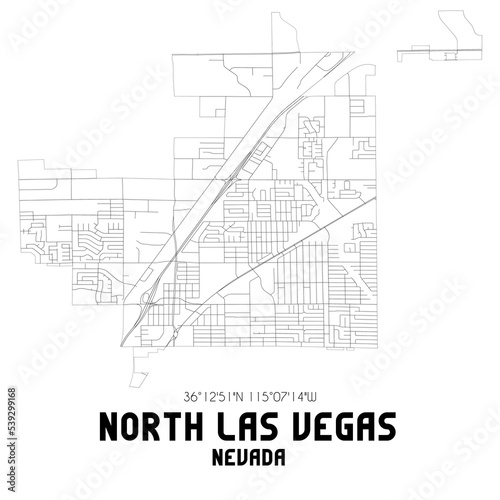 Obraz na płótnie North Las Vegas Nevada. US street map with black and white lines. w salonie