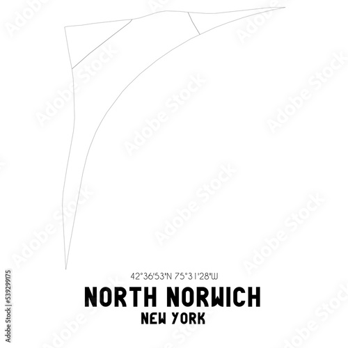 North Norwich New York. US street map with black and white lines. photo