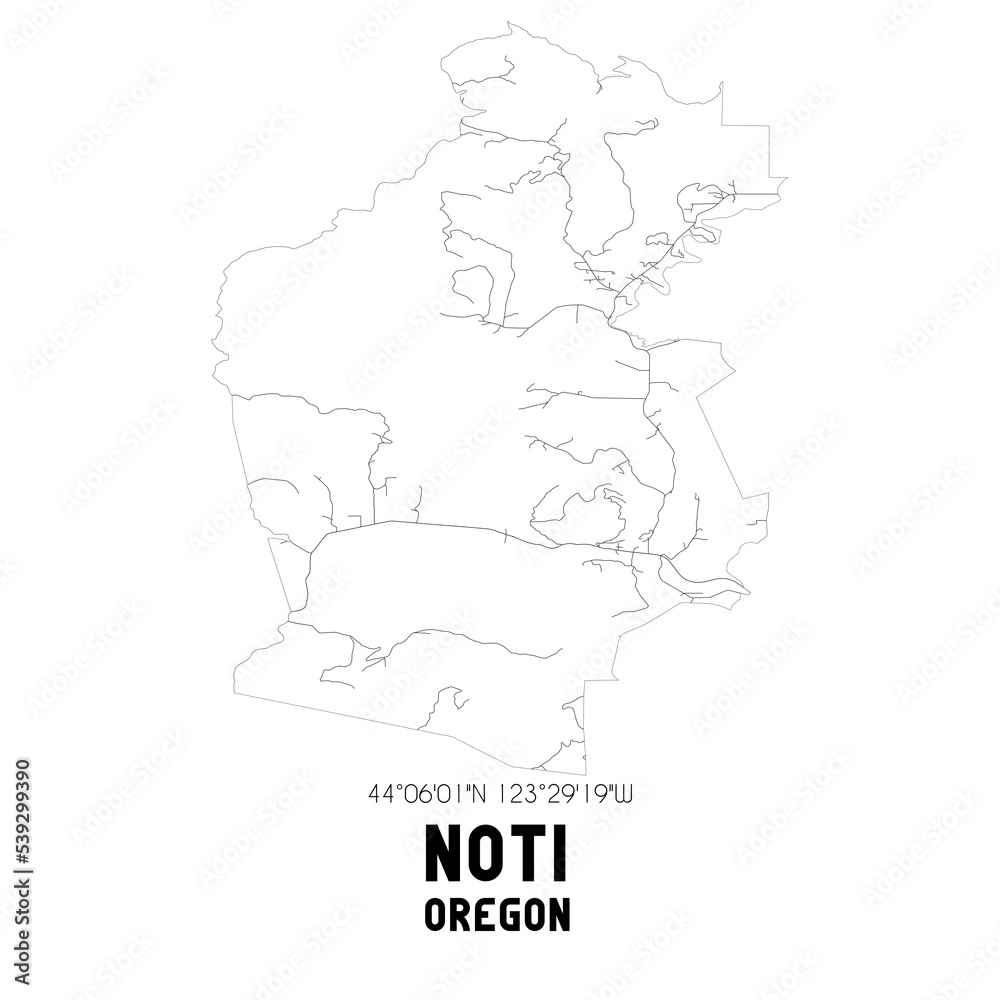 Fototapeta premium Noti Oregon. US street map with black and white lines.