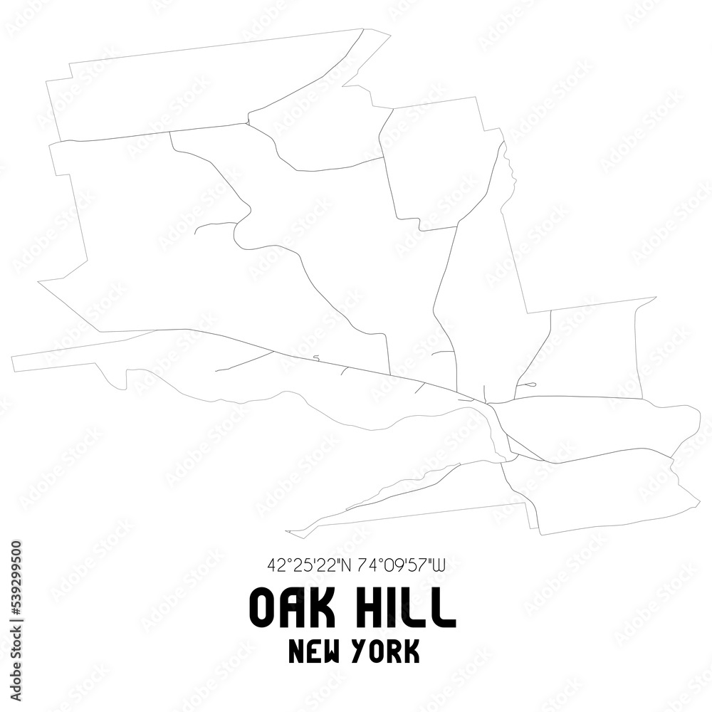 Oak Hill New York. US street map with black and white lines. Oak Hill New York. US street map with black and white lines.