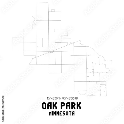 Oak Park Minnesota. US street map with black and white lines.
