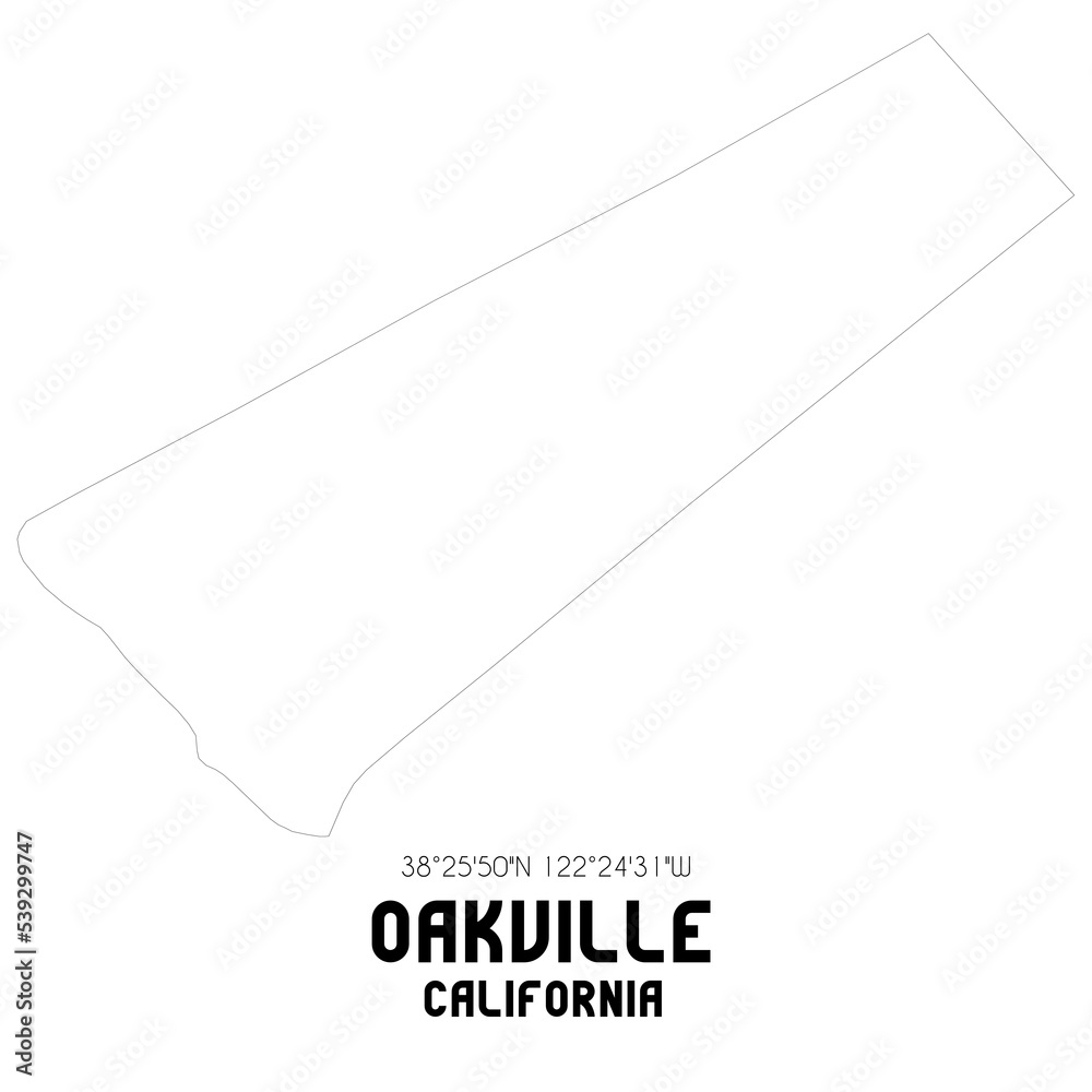 Oakville California. US street map with black and white lines. Oakville California. US street map with black and white lines.