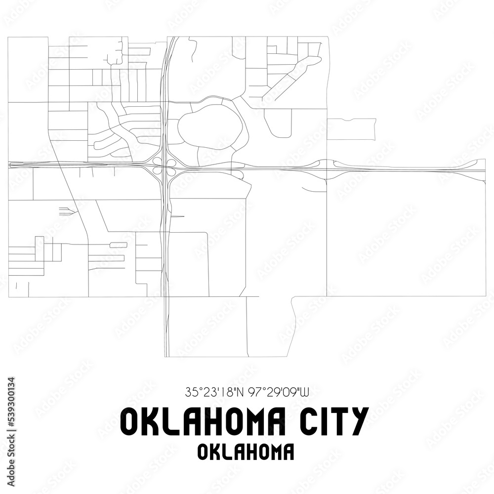 Fototapeta premium Oklahoma City Oklahoma. US street map with black and white lines.