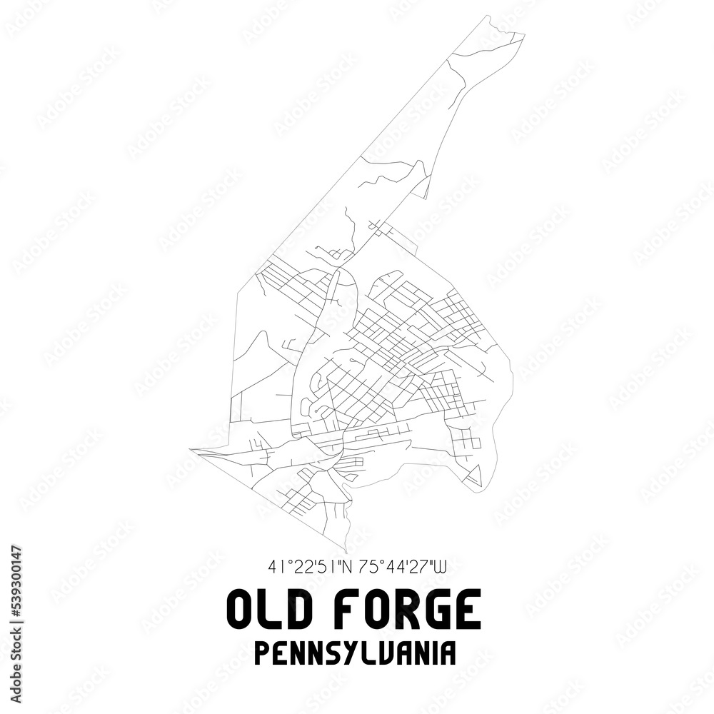 Old Forge Pennsylvania. US street map with black and white lines. Old Forge Pennsylvania. US street map with black and white lines.