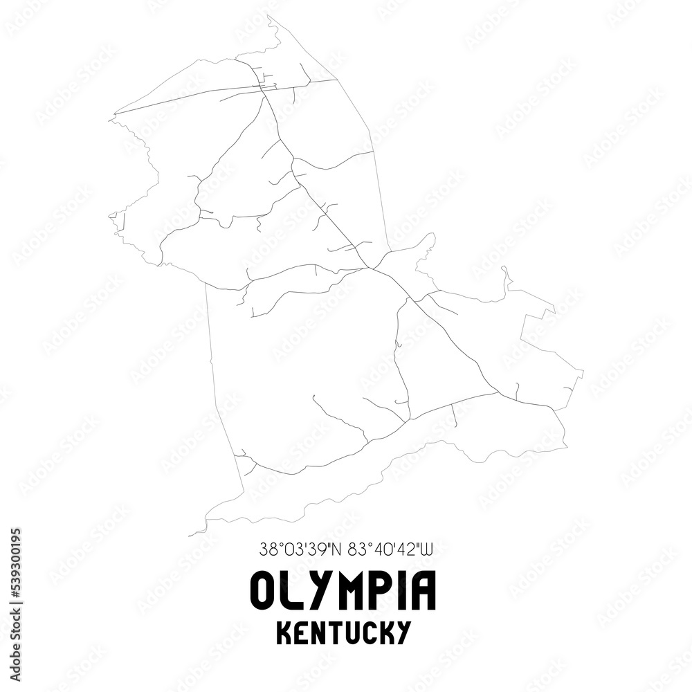 Olympia Kentucky. US street map with black and white lines. Olympia Kentucky. US street map with black and white lines.