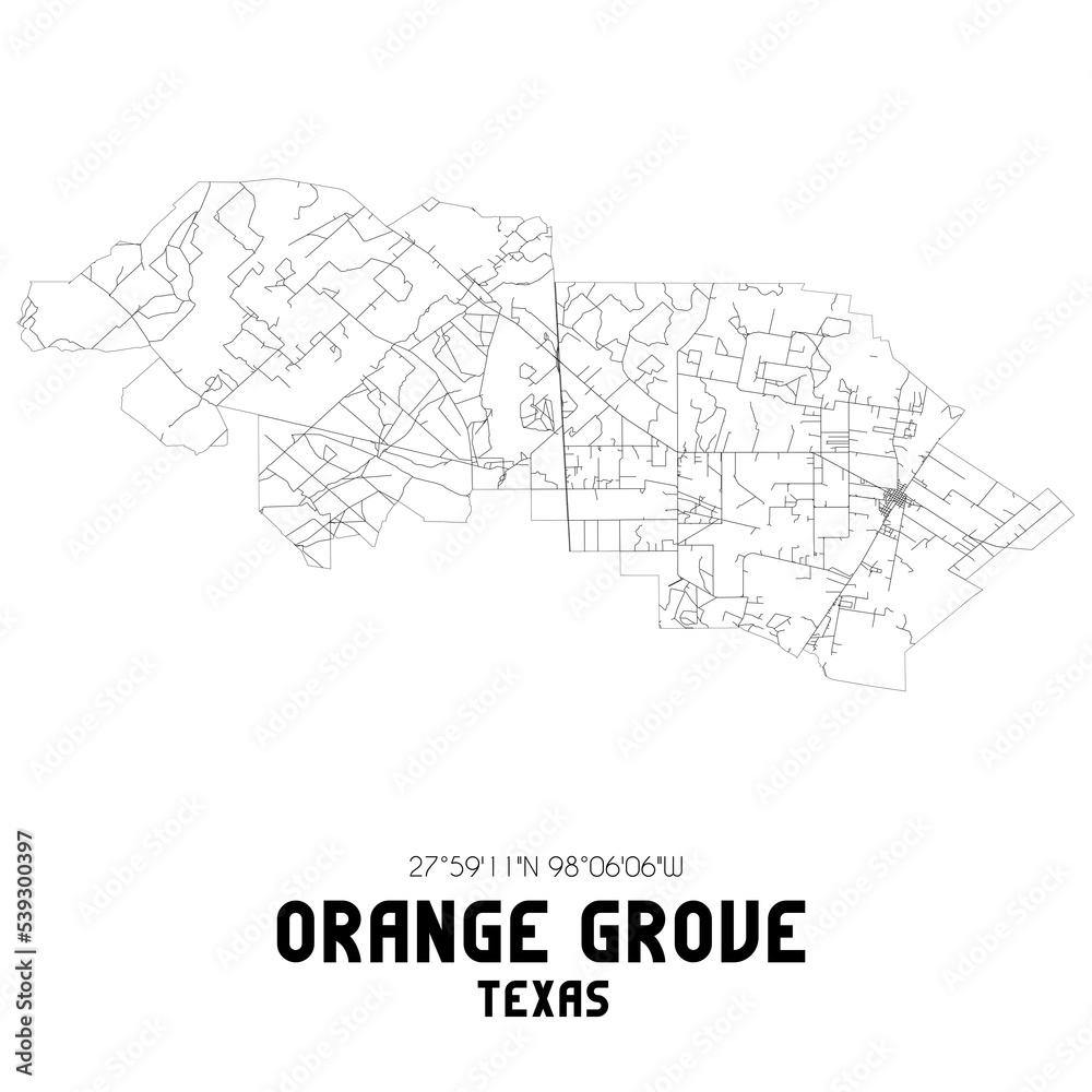 Fototapeta mapa świata dla dzieci Orange Grove Texas. US street map