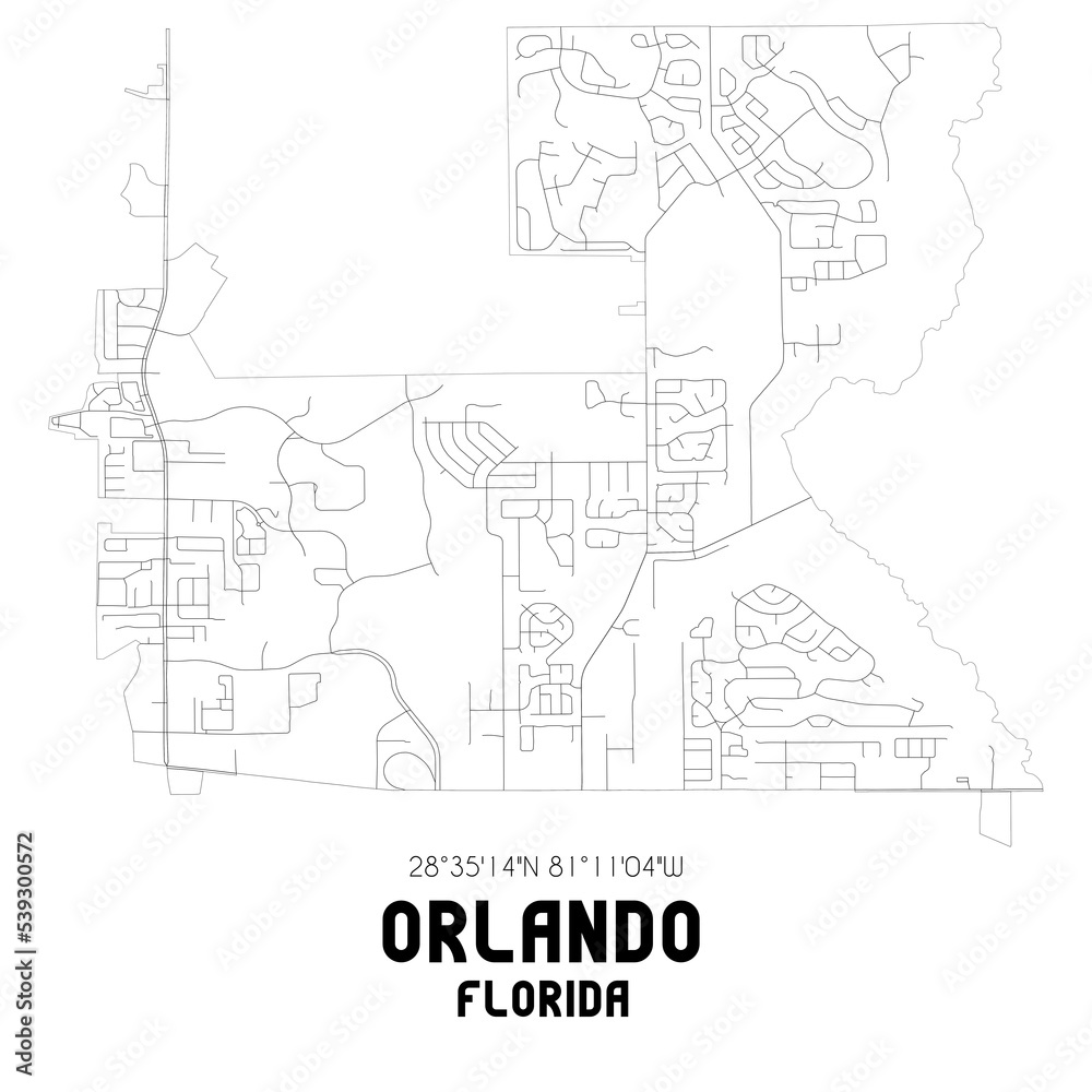 Obraz premium Orlando Florida. US street map with black and white lines.