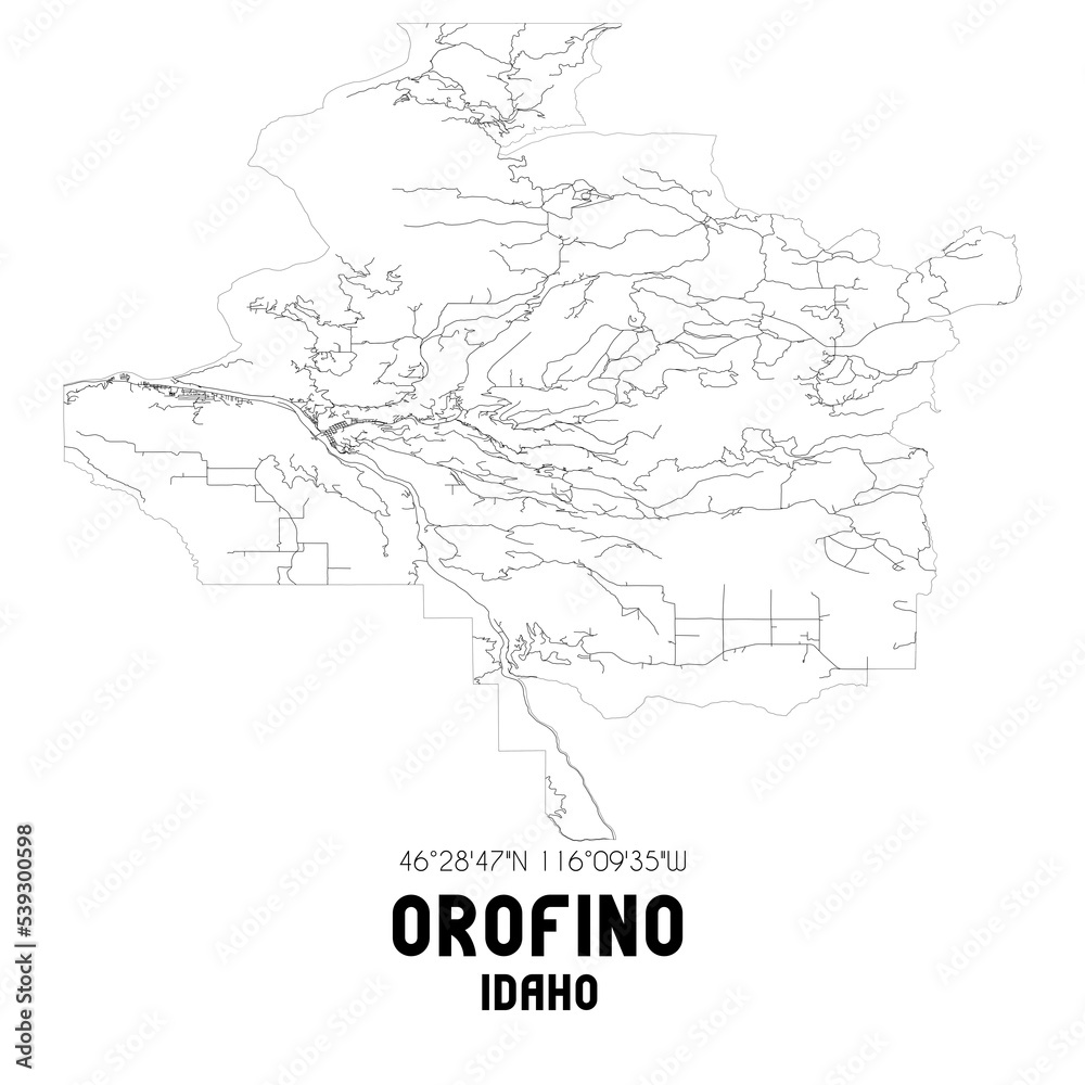 Fototapeta Orofino Idaho. US street map with black and white lines.