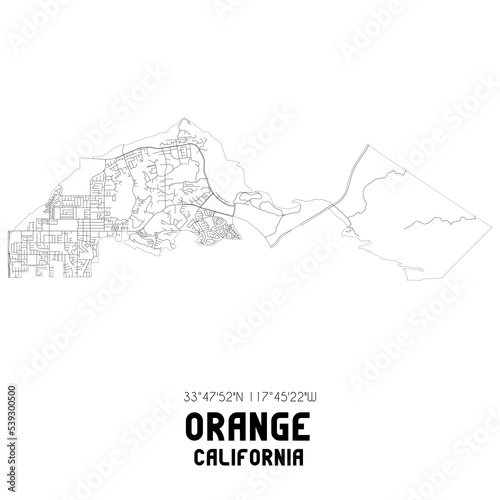 Orange California. US street map with black and white lines. photo