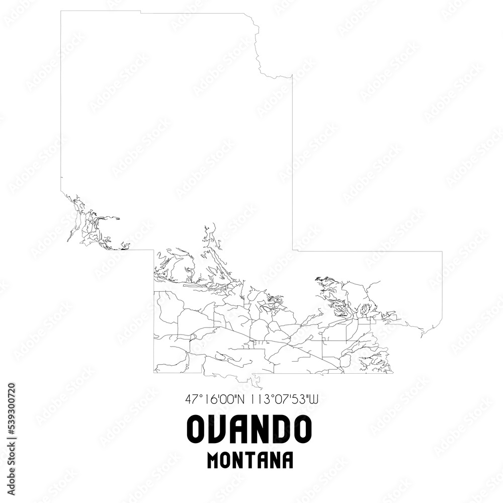 Ovando Montana. US street map with black and white lines. Ovando Montana. US street map with black and white lines.