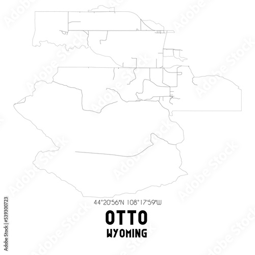 Otto Wyoming. US street map with black and white lines.