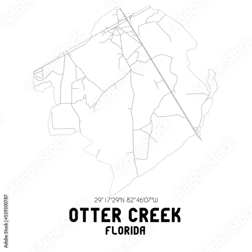 Otter Creek Florida. US street map with black and white lines.