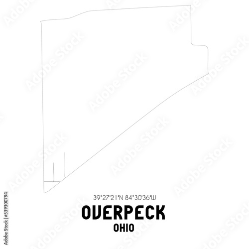 Overpeck Ohio. US street map with black and white lines.