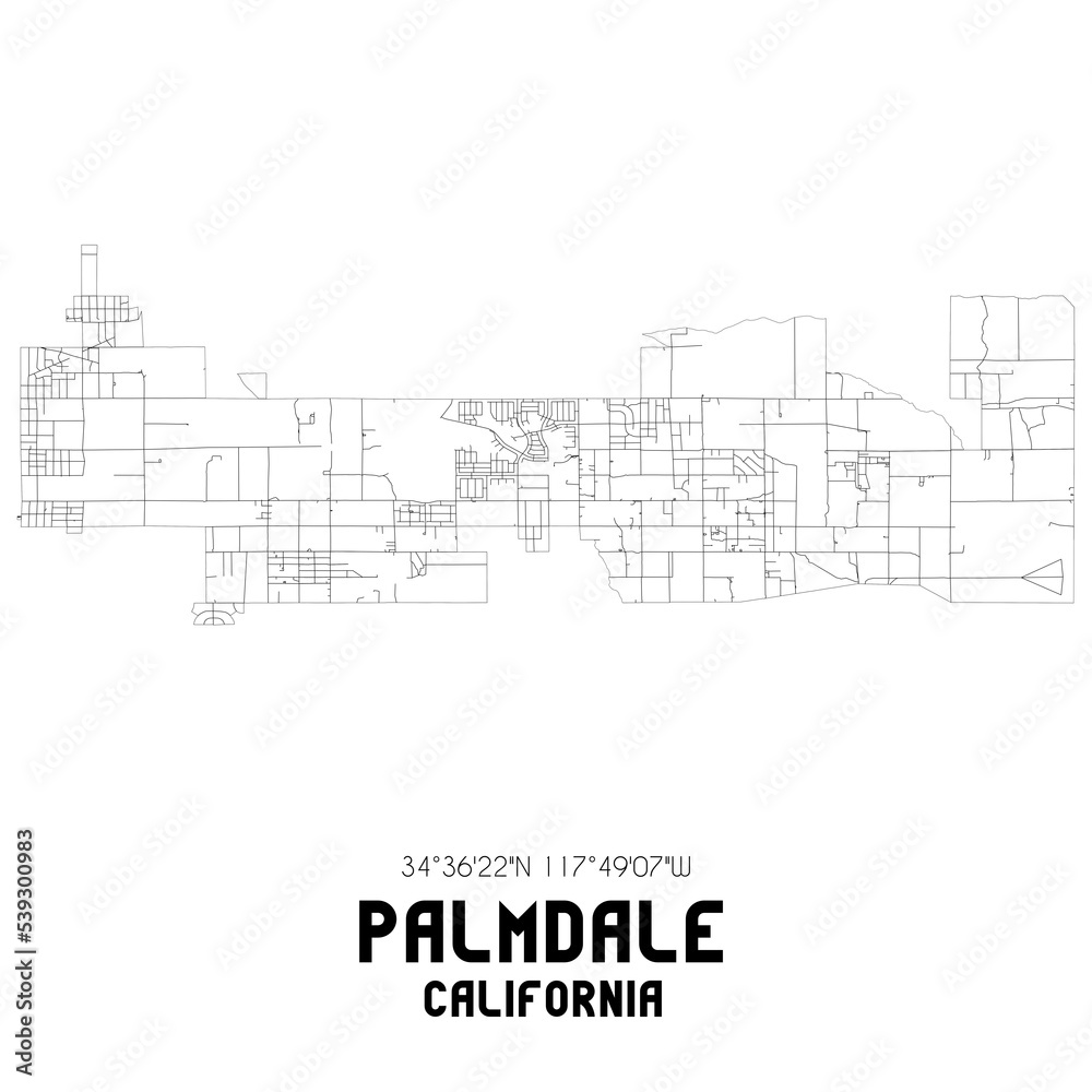 Palmdale California. US street map with black and white lines. Palmdale California. US street map with black and white lines.