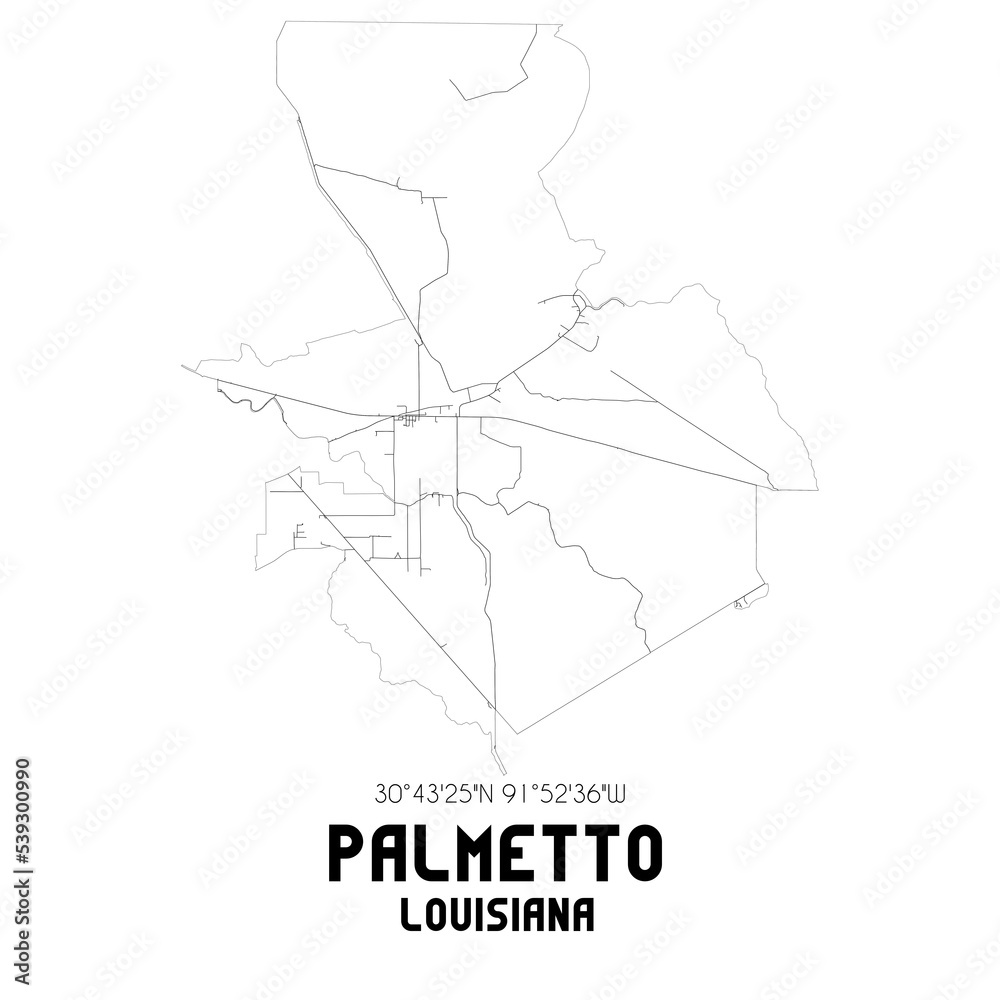 Palmetto Louisiana. US street map with black and white lines. Palmetto Louisiana. US street map with black and white lines.