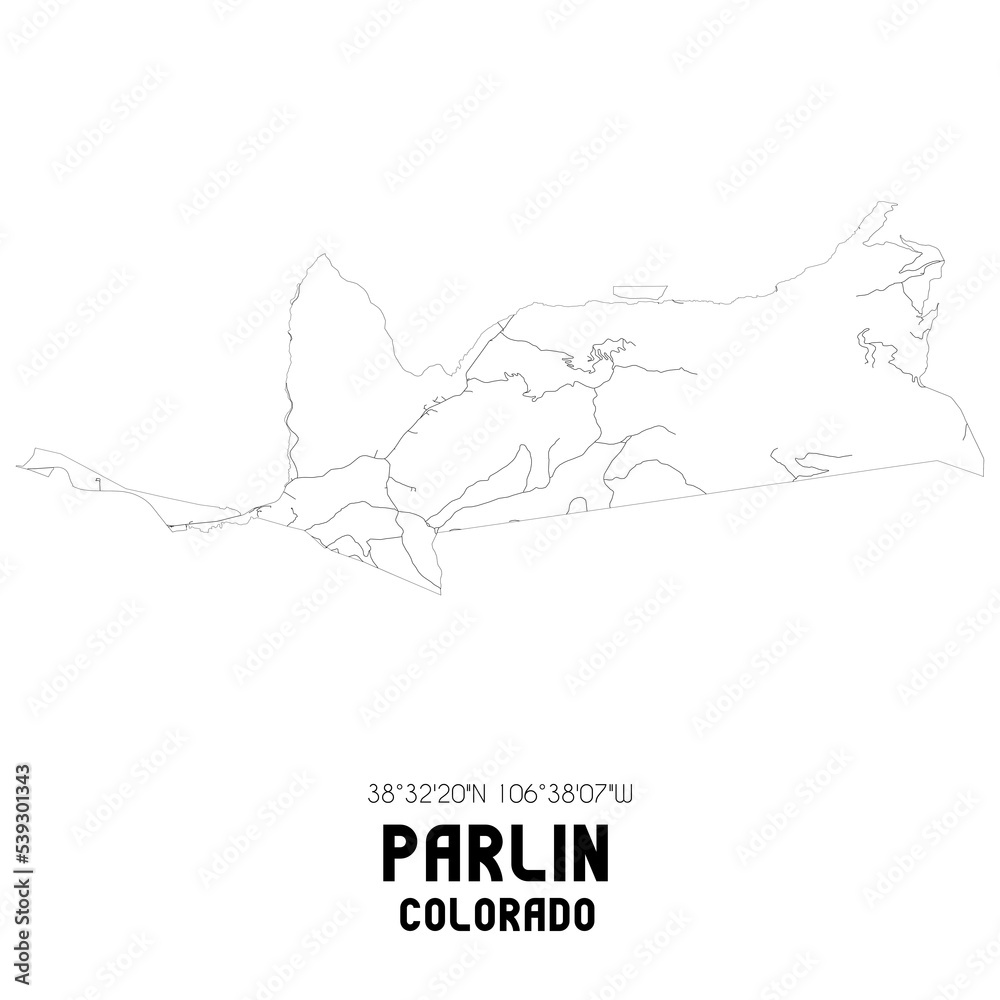 Parlin Colorado. US street map with black and white lines. Parlin Colorado. US street map with black and white lines.