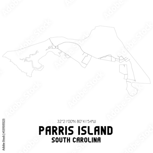 Parris Island South Carolina. US street map with black and white lines. photo