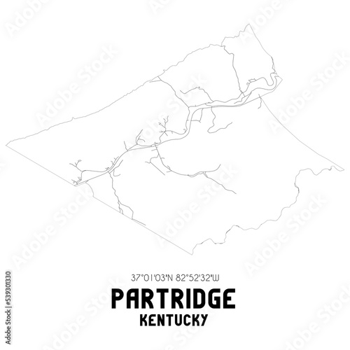 Partridge Kentucky. US street map with black and white lines.
