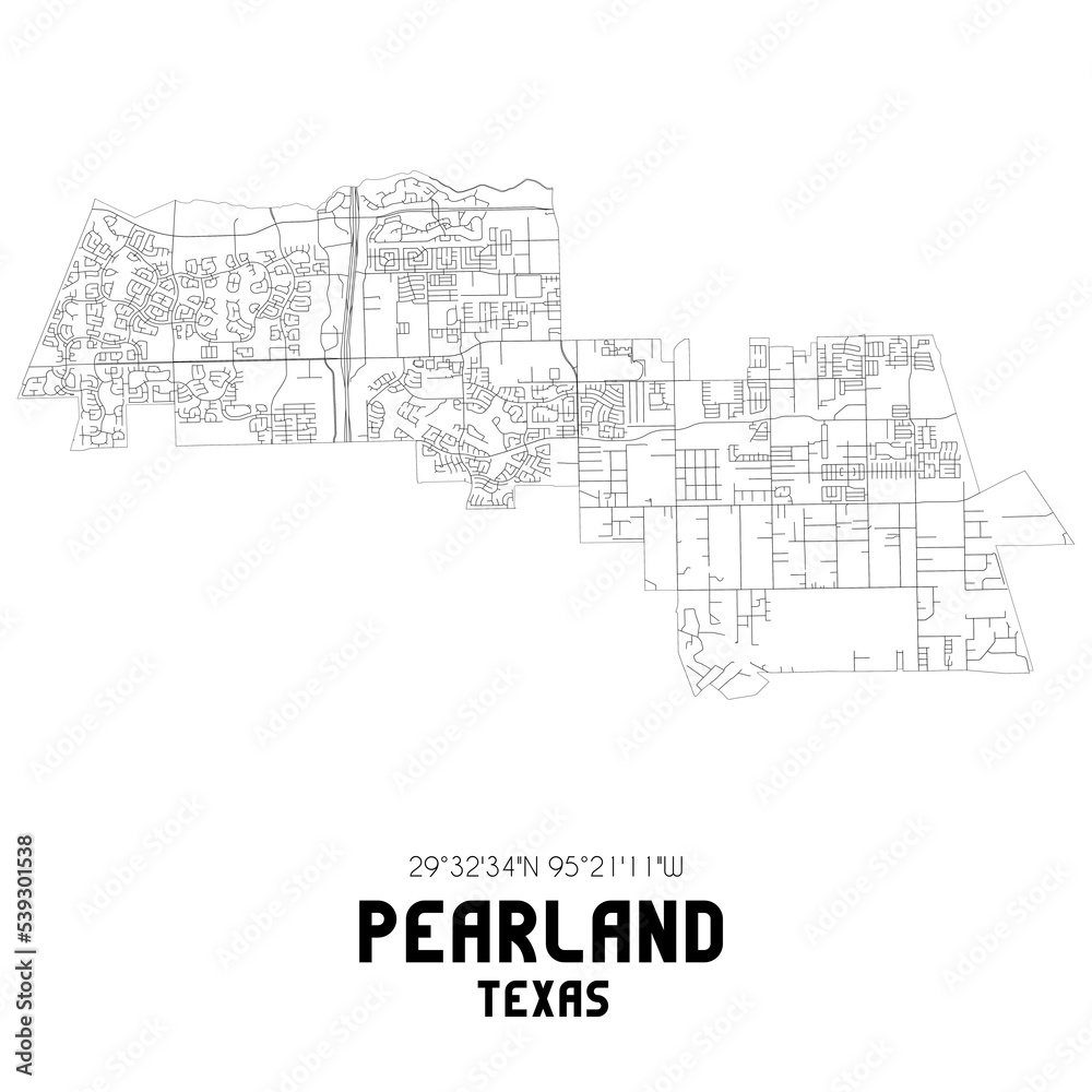 Pearland Texas. US street map with black and white lines. Pearland Texas. US street map with black and white lines.