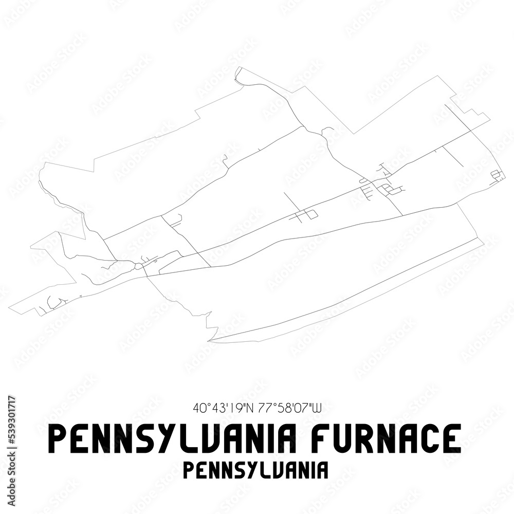 Pennsylvania Furnace Pennsylvania. US street map with black and white lines.