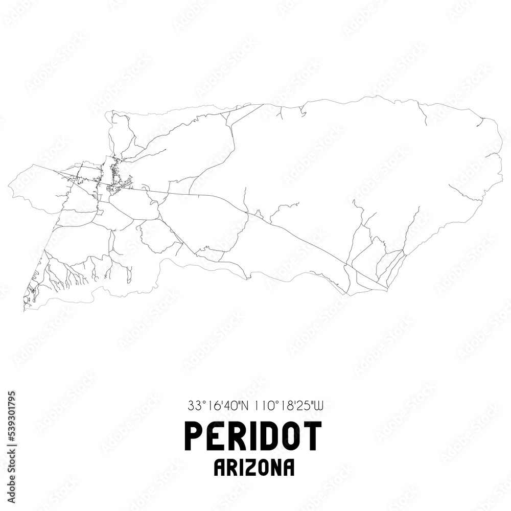 Peridot Arizona. US street map with black and white lines. Peridot Arizona. US street map with black and white lines.
