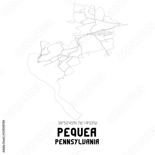 Pequea Pennsylvania. US street map with black and white lines. photo