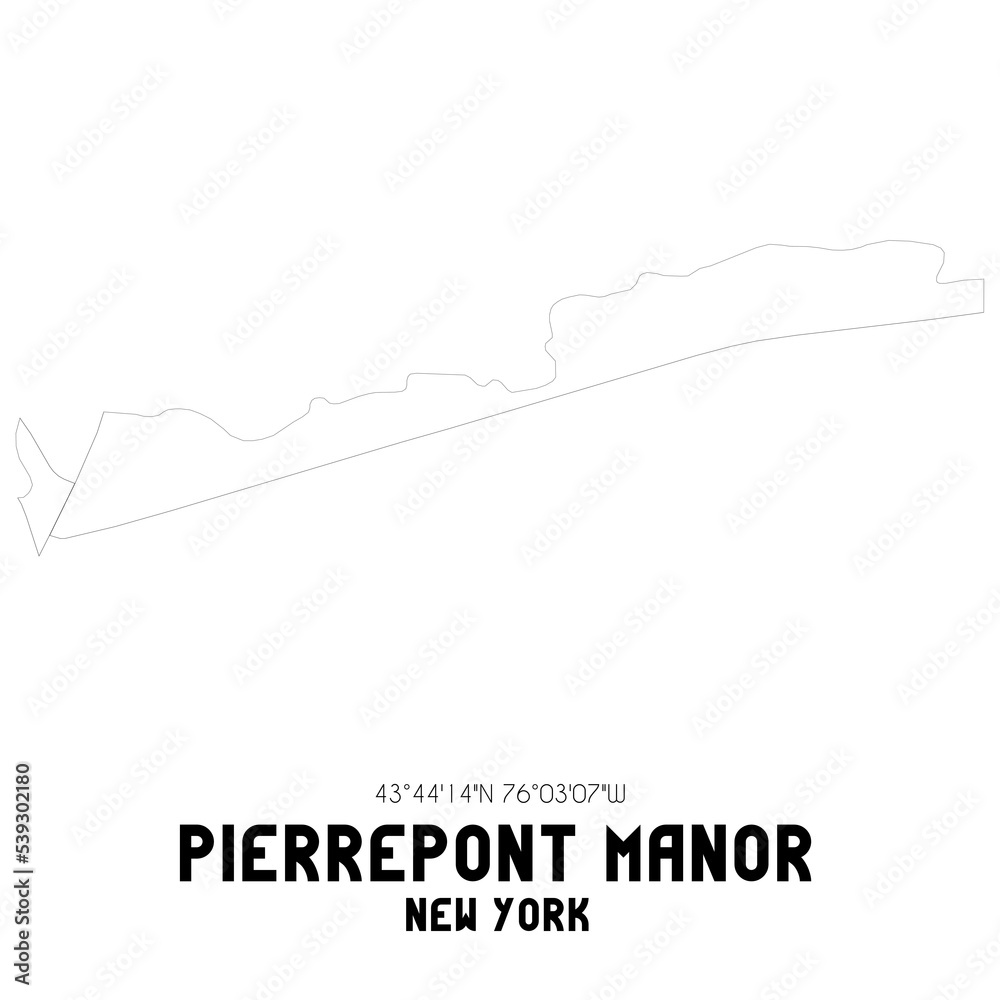 Pierrepont Manor New York. US street map with black and white lines.