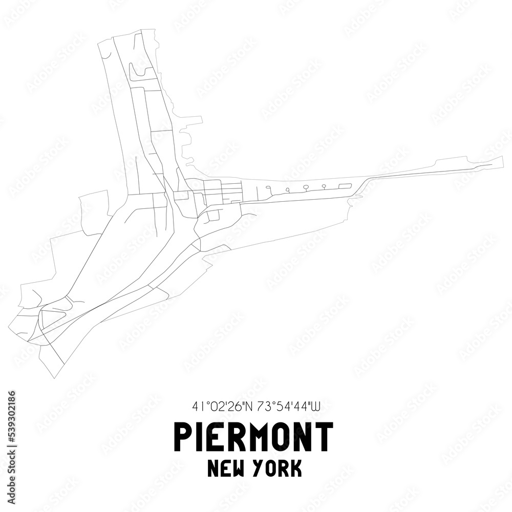 Piermont New York. US street map with black and white lines. Stock