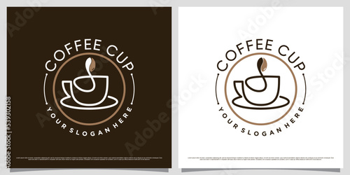 Coffee logo design template for cafe or restaurant with cup icon and creative element