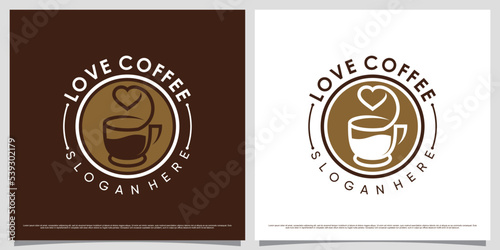 Coffee love logo design illustration with cup icon and modern concept