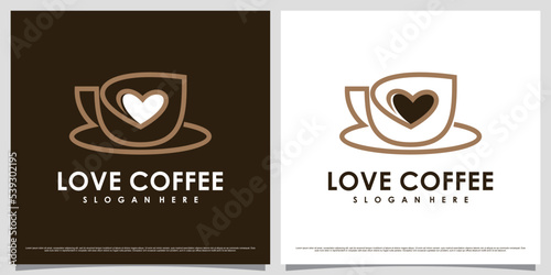 Coffee love logo design illustration with cup icon and modern concept