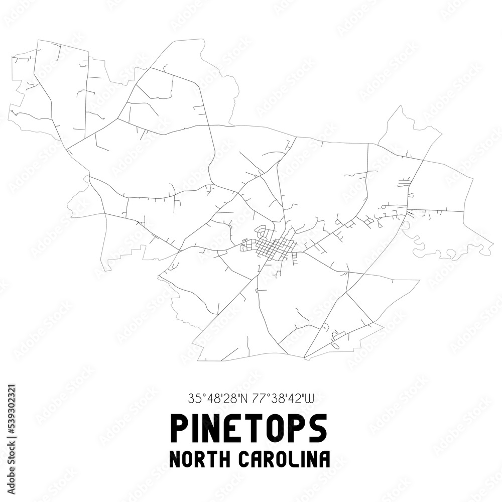 North Carolina. US street map with black and white lines