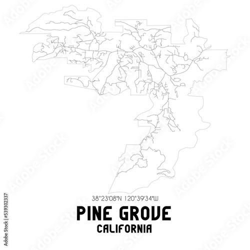 Pine Grove California. US street map with black and white lines.