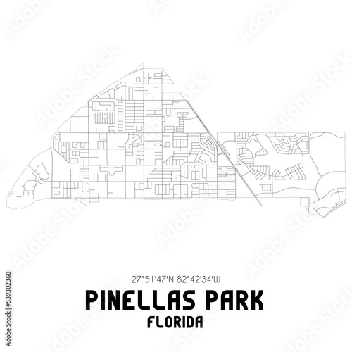 Pinellas Park Florida. US street map with black and white lines. photo